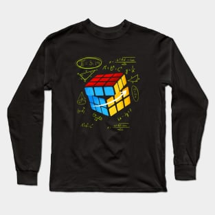 Rubics cube Pythagorean maths formulas and equations Long Sleeve T-Shirt